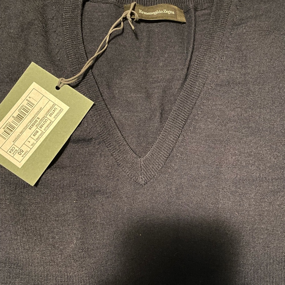 Zegna Navy V neck vest. Size medium. 100% Wool.